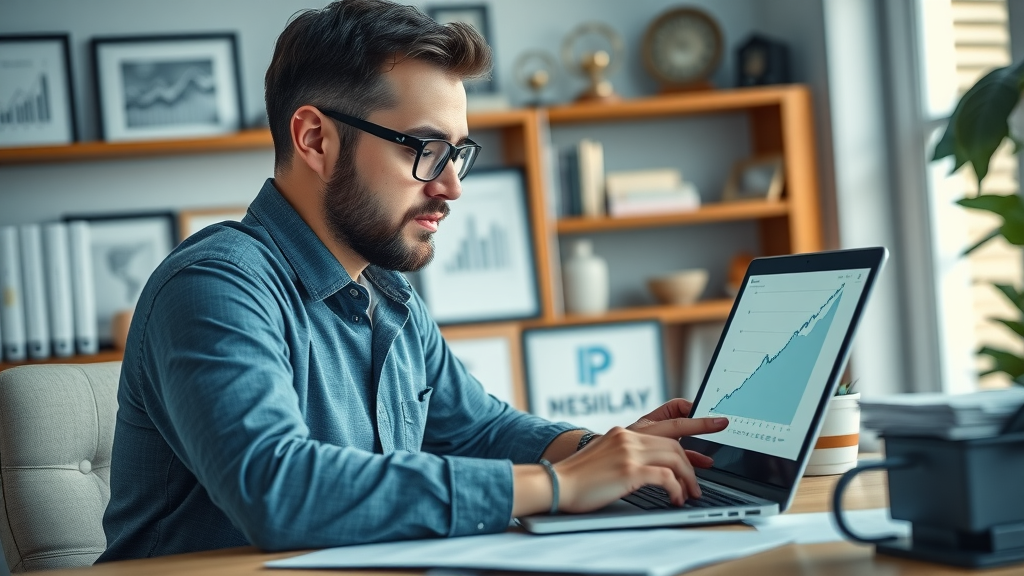 motivated small business owner reviewing digital marketing results on laptop from keir anderson digital marketing expert