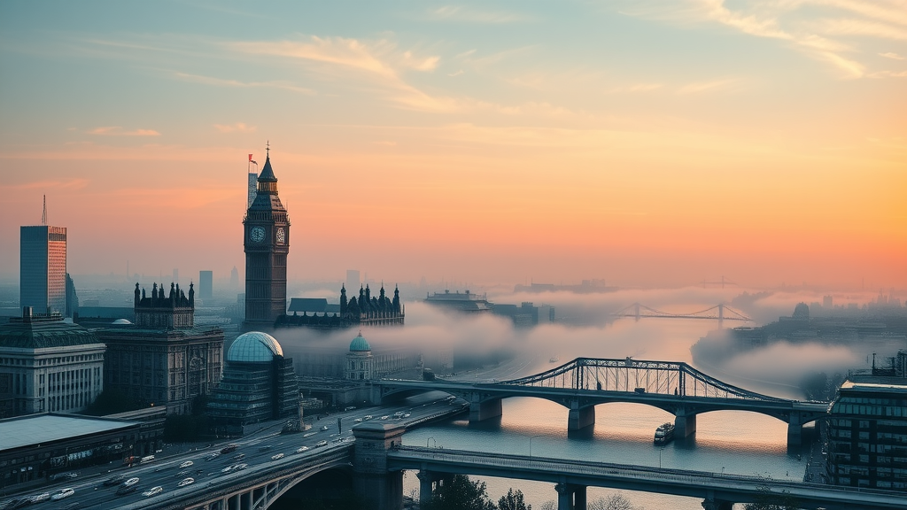 Inspirational London cityscape sunrise symbolizing digital and social media marketing growth for London businesses