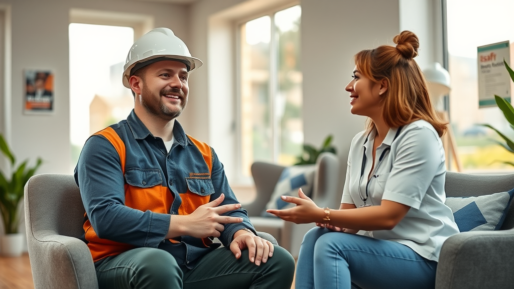 Construction worker receiving mental health support, exemplifying mental health initiatives that attract and retain top construction talent