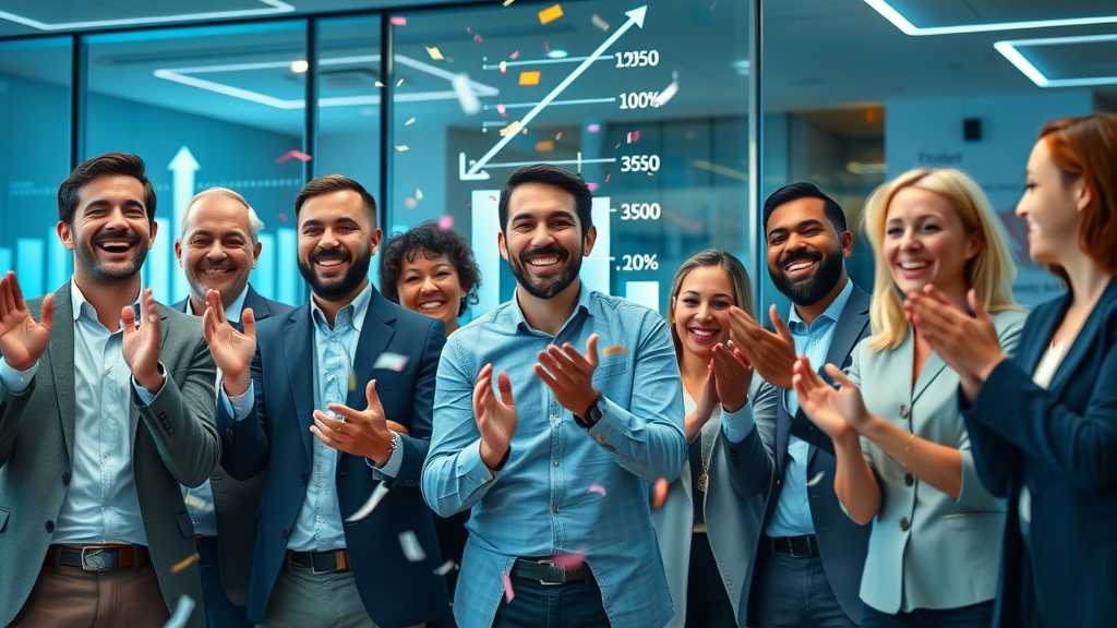 business automation ai productivity digital charts celebration